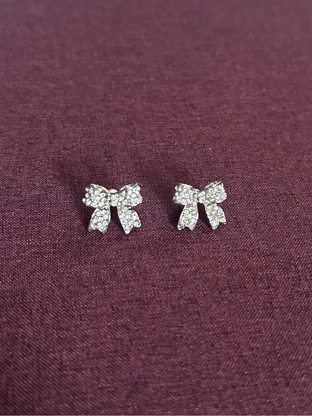 Crystal Bow Stud Earrings - Silver Sparkle